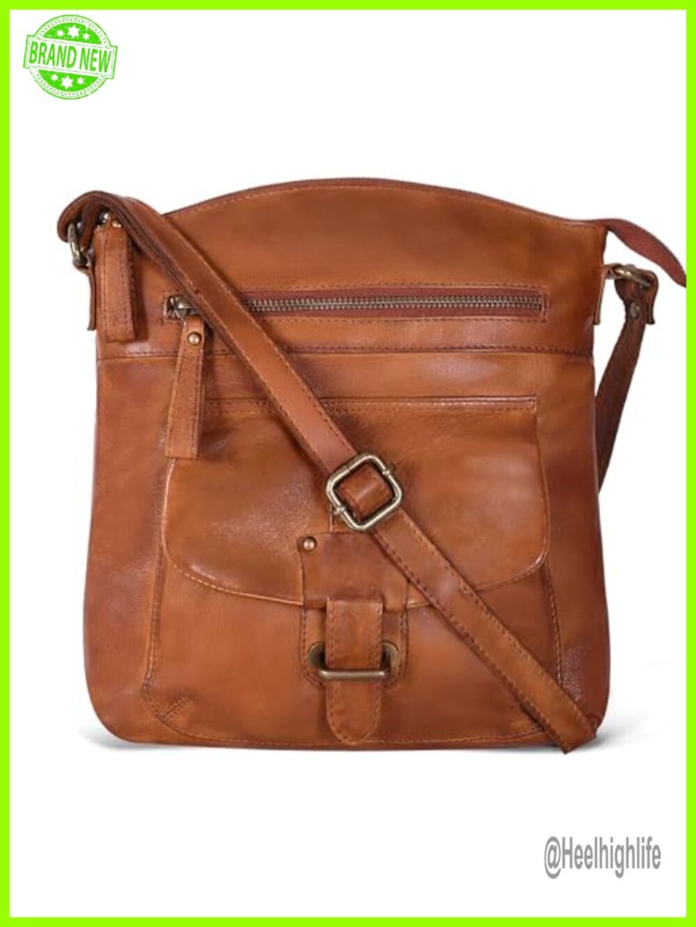 Genuine Leather Crossbody Bag Full-Grain Leather Women's Medium Handbag Purse